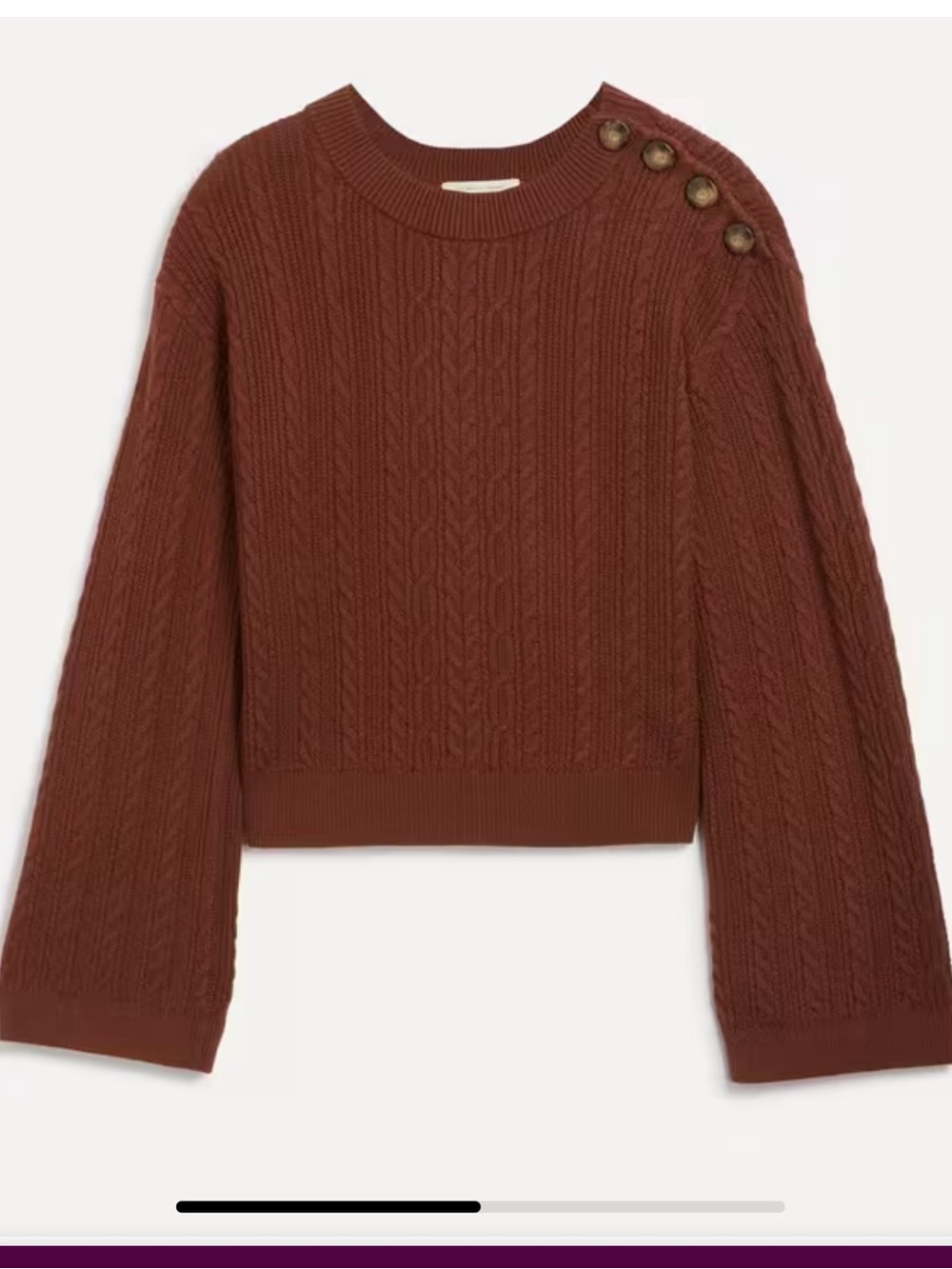 Sezane Camilla in Caramel Cable Knit Merino Wool Blend Sweater L